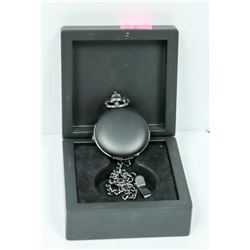 ST. STEEL BLACK MATTE FINISH POCKET WATCH
