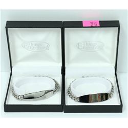 2PK CLASSIC SILVER ID BRACELETS