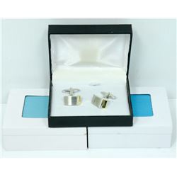 3PK BRUSHED GUN METAL/ GOLD STEP STYLE CUFF LINK