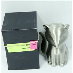 2PK OF PEWTER TONE FOX PIGGY BANKS