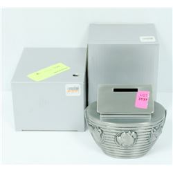3PK OF PEWTER TONE NOAHS ARK THEMED PIGGY BANKS