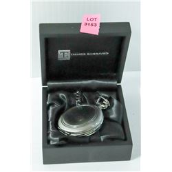 GUN METAL POCKET WATCH W/ RIMMED BORDER