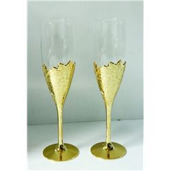 GOLDEN LEAF CHAMPAGNE FLUTE SET