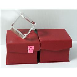 2PK OPTICAL GLASS CUBE PAPER WEIGHT