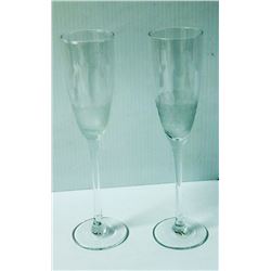 ETCHED GLASS 2PC CHAMPAGNE FLUTE SET