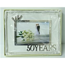 6 X 4 "50 YEARS" WHITE PHOTO FRAME
