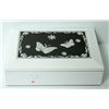 Image 1 : WHITE & CHARCOAL BUTTERFLY JEWELRY BOX