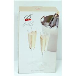 SET OF 2 BRILLIANT BUBBLY HEART SHAPED CHAMPAGNE