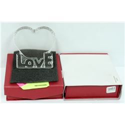 SET OF 2 CRYSTAL "LOVE" HEART FIGURINES