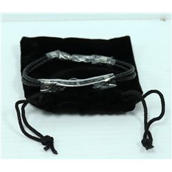 BLACK LEATHER BRAIDED ID BRACELET