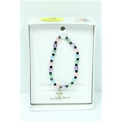 MULTI BEADED BRACELET W/ STERLING SILVER CROSS