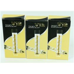 3PK OF V12 TWISTY QUARTZ BLUNTS; ASSORTED COLORS