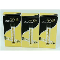 3PK OF V12 TWISTY QUARTZ BLUNTS; ASSORTED COLORS