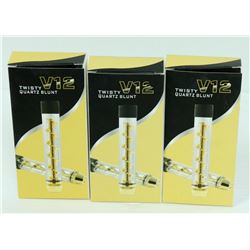 3PK OF V12 TWISTY QUARTZ BLUNTS; ASSORTED COLORS