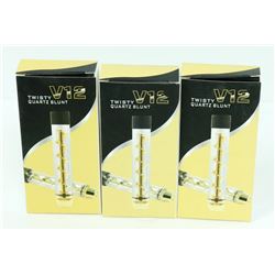 3PK OF V12 TWISTY QUARTZ BLUNTS; ASSORTED COLORS