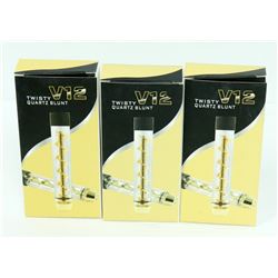 3PK OF V12 TWISTY QUARTZ BLUNTS; ASSORTED COLORS