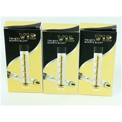 3PK OF V12 TWISTY QUARTZ BLUNTS; ASSORTED COLORS
