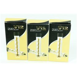 3PK OF V12 TWISTY QUARTZ BLUNTS; ASSORTED COLORS