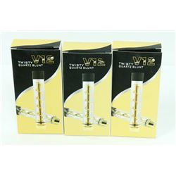 3PK OF V12 TWISTY QUARTZ BLUNTS; ASSORTED COLORS
