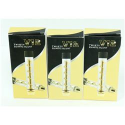 3PK OF V12 TWISTY QUARTZ BLUNTS; ASSORTED COLORS