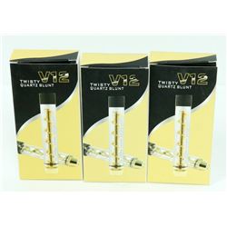 3PK OF V12 TWISTY QUARTZ BLUNTS; ASSORTED COLORS