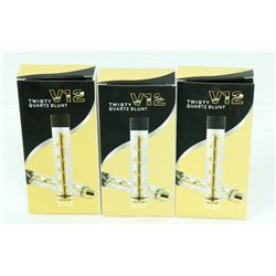 3PK OF V12 TWISTY QUARTZ BLUNTS; ASSORTED COLORS