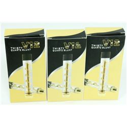 3PK OF V12 TWISTY QUARTZ BLUNTS; ASSORTED COLORS