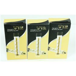 3PK OF V12 TWISTY QUARTZ BLUNTS; ASSORTED COLORS