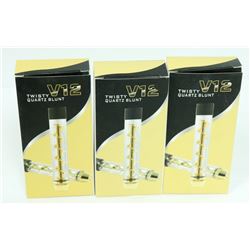3PK OF V12 TWISTY QUARTZ BLUNTS; ASSORTED COLORS