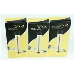 3PK OF V12 TWISTY QUARTZ BLUNTS; ASSORTED COLORS