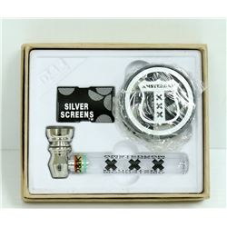 AMSTERDAM GLASS/ METAL PIPE & GRINDER SET; BLACK