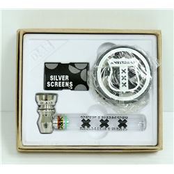 AMSTERDAM GLASS/ METAL PIPE & GRINDER SET; BLACK