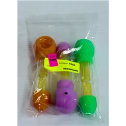 3PK OF ASSORTED COLOR SILICONE & GLASS PIPES