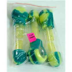 3PK OF ASSORTED COLOR SILICONE & GLASS PIPES