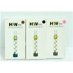 3PK OF HW MINI TWISTY GLASS BLUNTS; ASSORTED