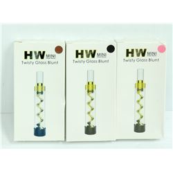 3PK OF HW MINI TWISTY GLASS BLUNTS; ASSORTED