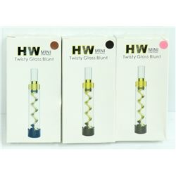 3PK OF HW MINI TWISTY GLASS BLUNTS; ASSORTED