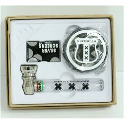 AMSTERDAM GLASS/ METAL PIPE & GRINDER SET; BLACK
