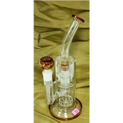 CLEAR/ BR. AMBER GLASS 12.5"  WATER BONG