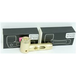 2PK OF HEAVY DUTY METAL AND GLASS PIPES; GOLD