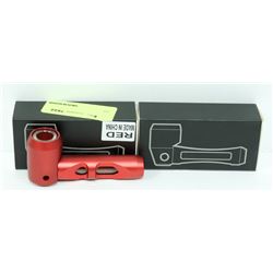 2PK OF HEAVY DUTY METAL AND GLASS PIPES; RED