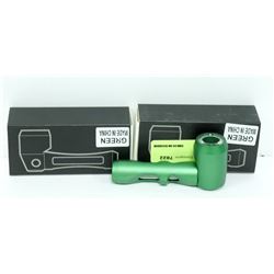2PK OF HEAVY DUTY METAL AND GLASS PIPES; GREEN