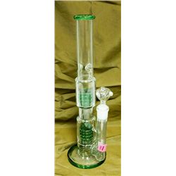 GREEN/ GLASS 14" STRAIGHT BONG