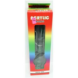 ACRYLIC 12" BONG; BLACK &  GREEN FLAMES