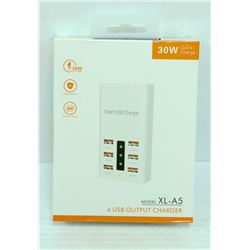 30W QUICK CHARGE 6 USB OUTPUT CHARGER- NEW IN