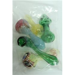 BAG OF 5 ASSORTED GLASS PIPES. VARIETY OF SIZES &