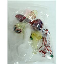 BAG OF 5 ASSORTED GLASS PIPES. VARIETY OF SIZES &