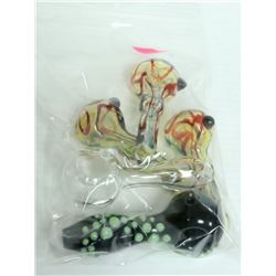 BAG OF 5 ASSORTED GLASS PIPES. VARIETY OF SIZES &