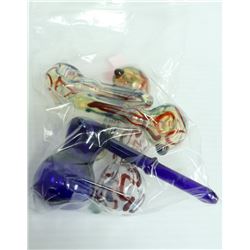 BAG OF 5 ASSORTED GLASS PIPES. VARIETY OF SIZES &