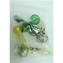 BAG OF 5 ASSORTED GLASS PIPES. VARIETY OF SIZES &